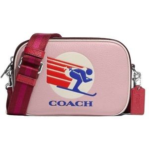 NWT Coach Jamie ski speed graphic powder pink/wine mini camera bag